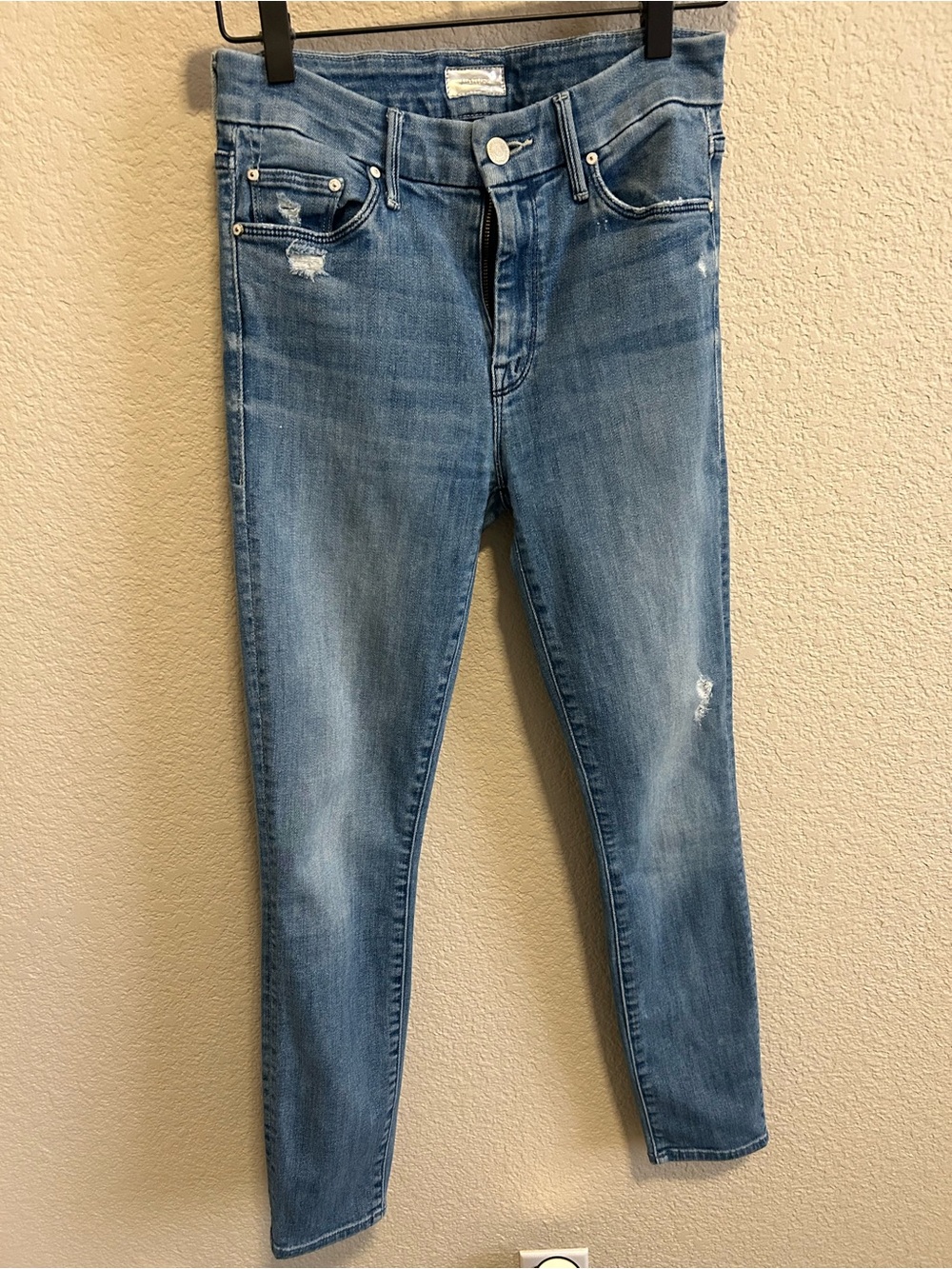 MOTHER The Looker crop -  High rise Light Blue Denim Jeans